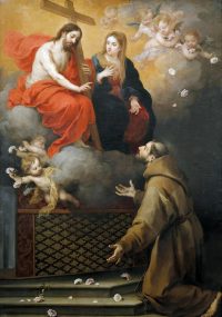 Bartolomé Esteban Murillo / 'Visión de San Francisco en la Porciúncula', 1667, Spanish School, Canvas, 206 cm x 146 cm, P00981. Musée: MUSEO DEL PRADO